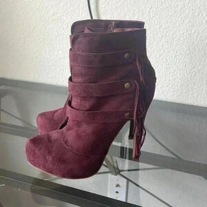 JustFab Burgundy Heeled Boots